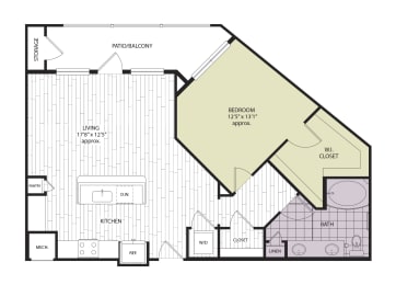 1 bed, 1 bath, 931 sqft, $1,567
