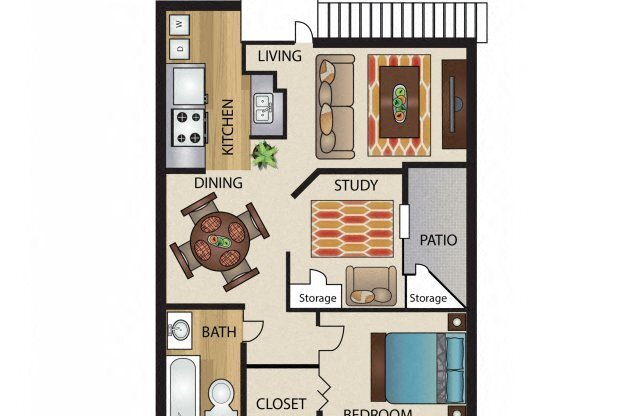 1 bed, 1 bath, 840 sqft, $1,263