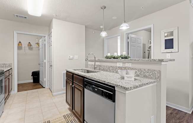 a kitchen with a sink and a dishwasher