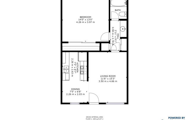 1 bed, 1 bath, 625 sqft, $2,350, Unit 208