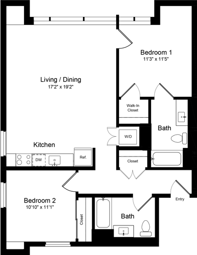 2 beds, 2 baths, 1,041 sqft, $6,848, Unit 217