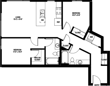2 beds, 2 baths, 991 sqft, $3,352, Unit 445