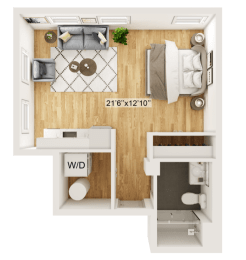 Studio, 1 bath, $1,637