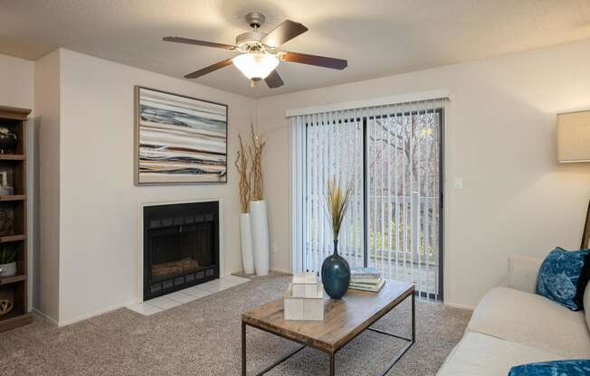 Living Room With Fireplace at Hampton Woods, Shawnee, KS, 66217