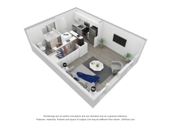 Studio, 1 bath, 406 sqft, $1,120