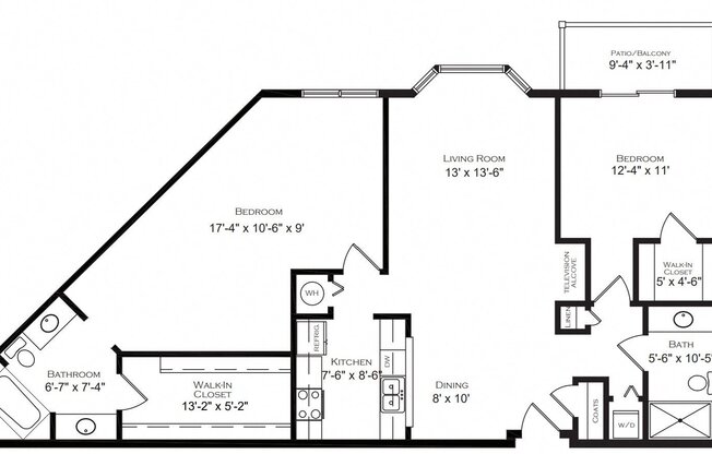 2 beds, 2 baths, 1,373 sqft, $1,399