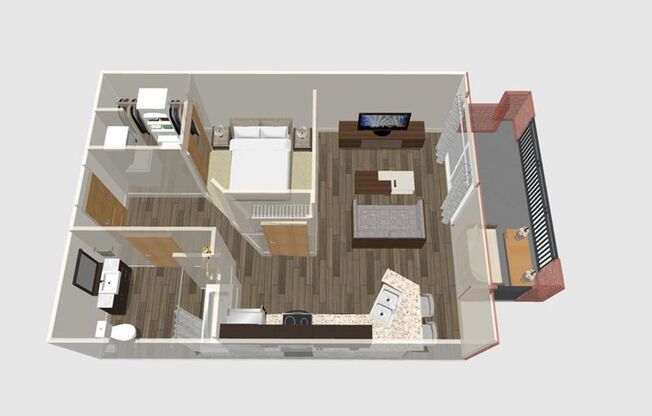 Studio, 1 bath, 557 sqft, $1,565, Unit 104-311