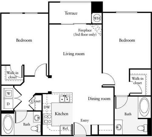2 beds, 2 baths, 1,103 sqft, $3,917, Unit 306