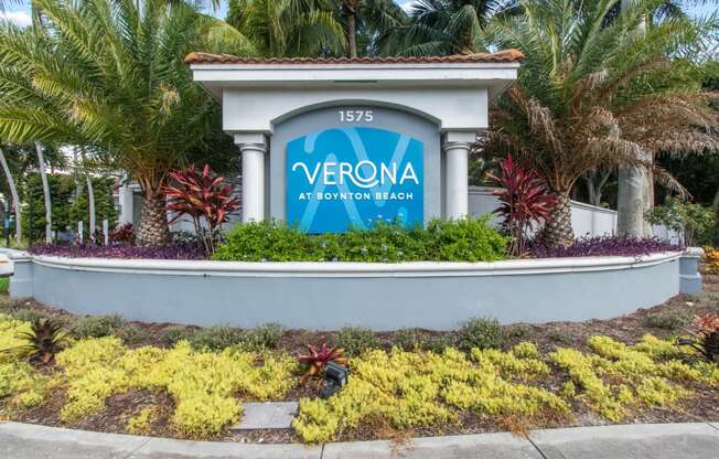 Entrance sign at Verona at Boynton Beach Apartments in Boynton Beach, FL 33426