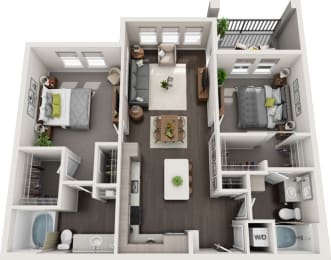 2 beds, 2 baths, 1,109 sqft, $1,803