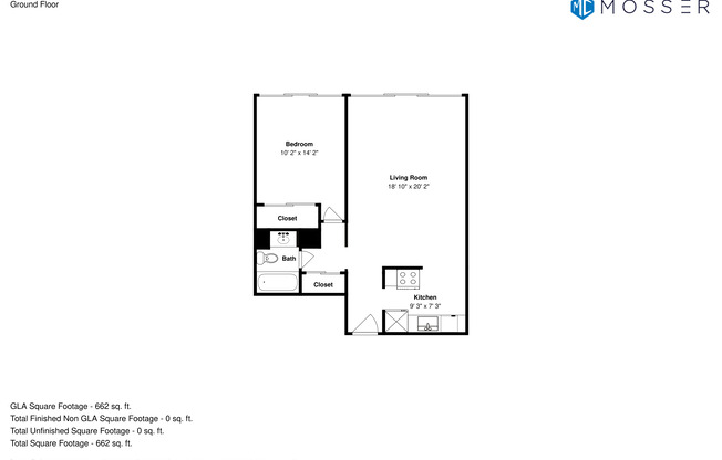 1 bed, 1 bath, 600 sqft, $2,395