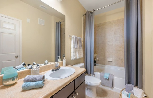 a bathroom with a sink and a toilet and a shower