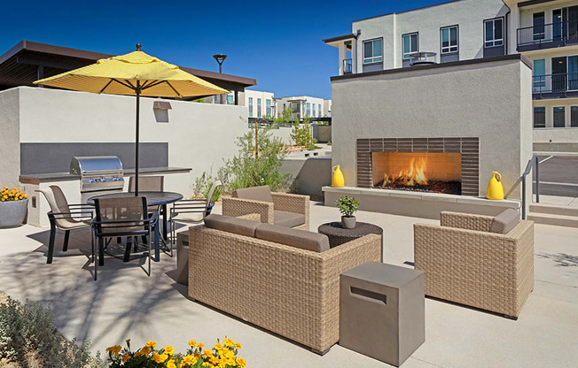 Relax at the courtyard which features a grill and fireplace