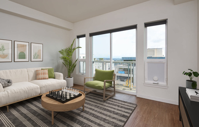 Living Room with Balcony and Hard Surface Flooring