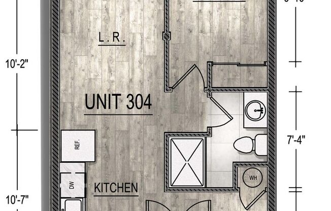 1 bed, 1 bath, 429 sqft, $1,329, Unit 304