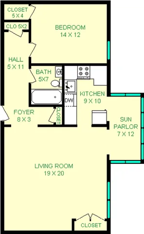 1 bed, 1 bath, 844 sqft, $1,574