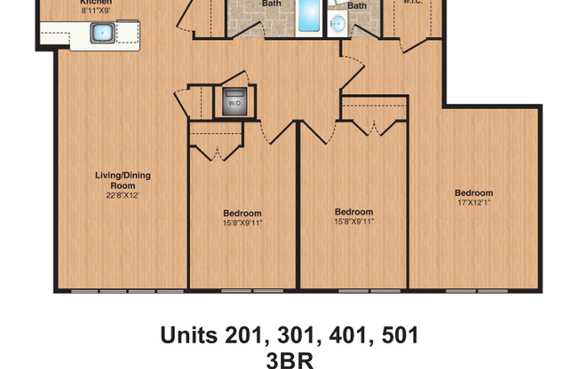 3 beds, 2 baths, 1,375 sqft, $3,895, Unit 53-501