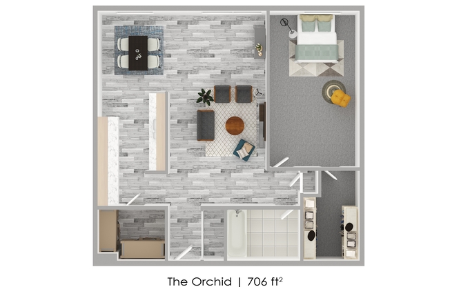 1 bed, 1 bath, 706 sqft, $1,265