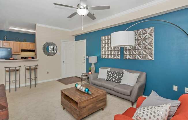Model Living Room at Ultris Courthouse Square Apartment Homes in Stafford, Virginia, VA