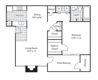 1 bed, 1 bath, 855 sqft, $1,629