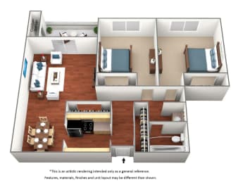 2 beds, 1 bath, 850 sqft, $1,405