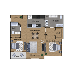2 beds, 2 baths, 1,104 sqft, $1,499