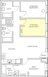 3 beds, 3 baths, 228 sqft, $995