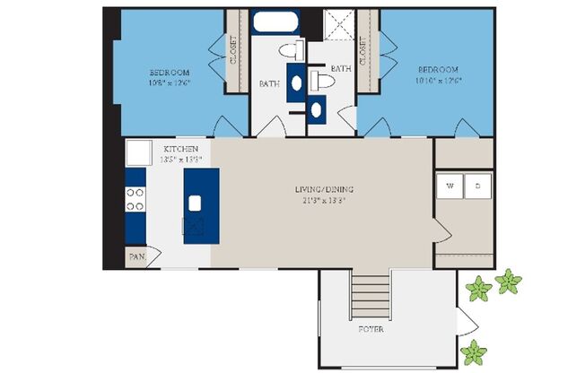 2 beds, 2 baths, 1,267 sqft, $1,648, Unit S102
