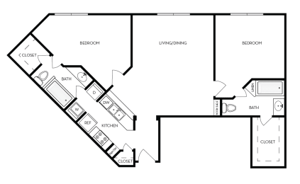 2 beds, 2 baths, 1,021 sqft, $2,304