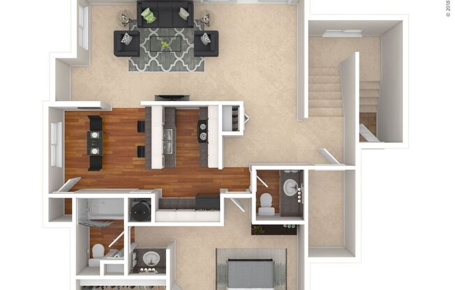 1 bed, 1.5 baths, 1,117 sqft, $1,234