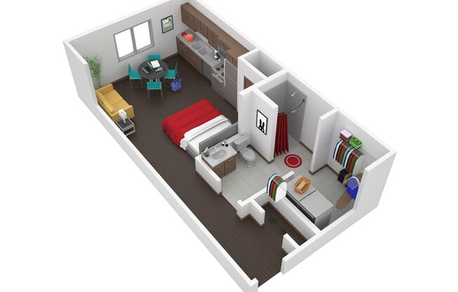 Studio, 1 bath, 509 sqft, $1,020, Unit B221