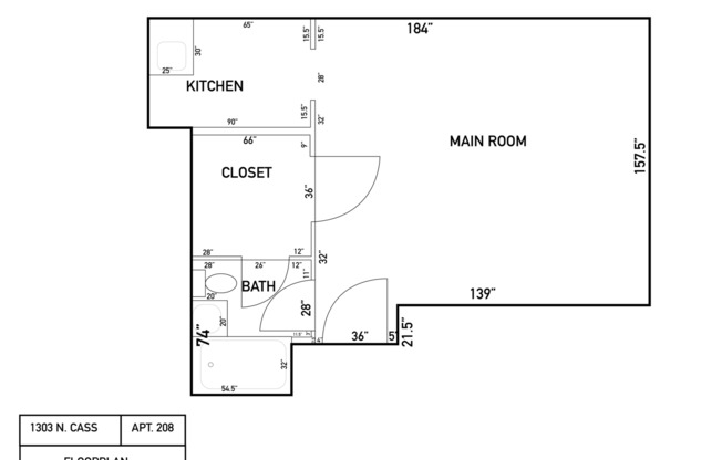 Studio, 1 bath, $820, Unit 408
