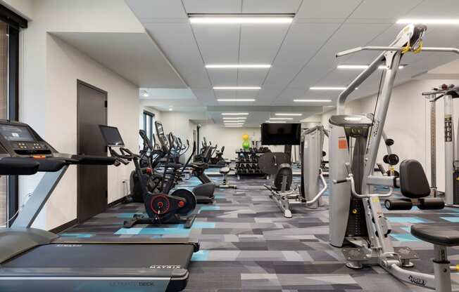 Spacious Fitness Center at The Hill Apartments, Saint Paul, MN