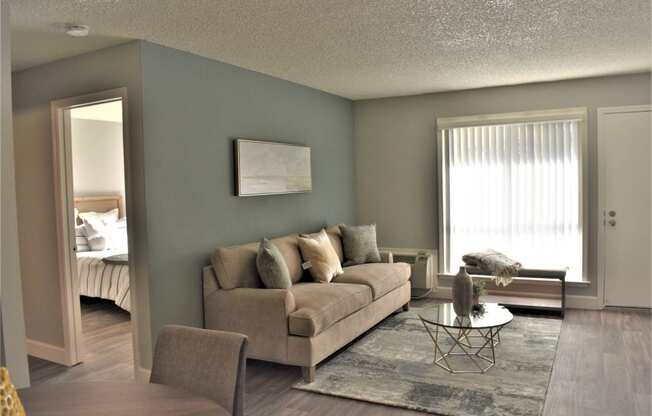Living Room With Bedroom View at Sunnyvale Town Center, Sunnyvale, California
