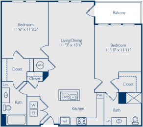 2 beds, 2 baths, 1,084 sqft, $2,994