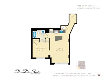 1 bed, 1 bath, 679 sqft, $2,945