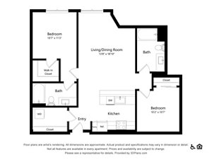2 beds, 2 baths, 972 sqft, $3,455