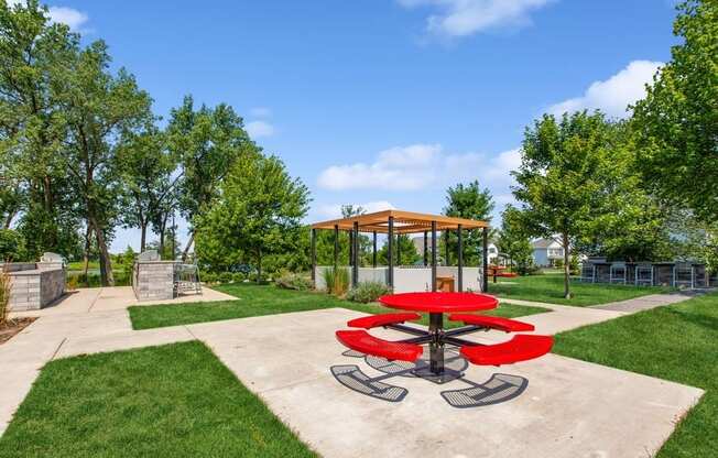 the preserve at ballantyne commons community picnic area with table and chairs