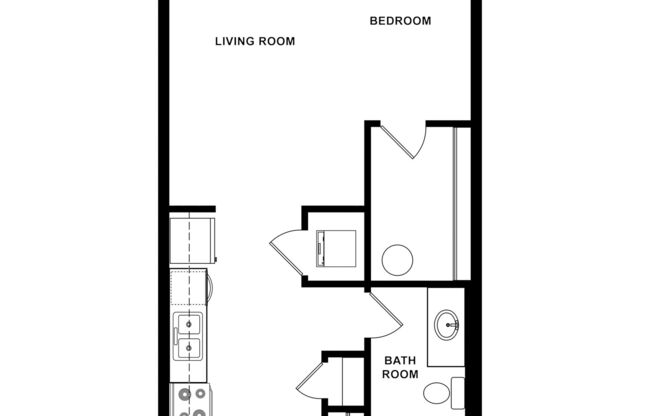Studio, 1 bath, 497 sqft, $1,075