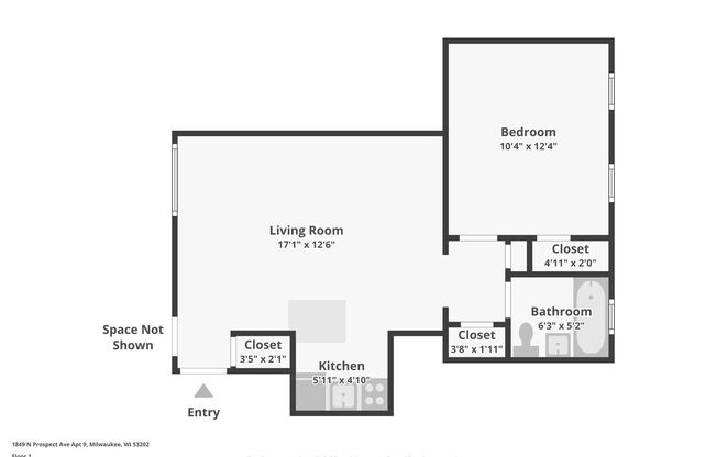 1 bed, 1 bath, 500 sqft, $999, Unit 1849-9