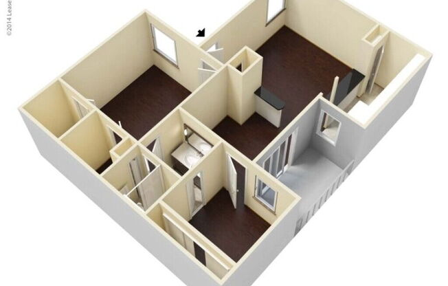 2 beds, 1 bath, 841 sqft, $1,305