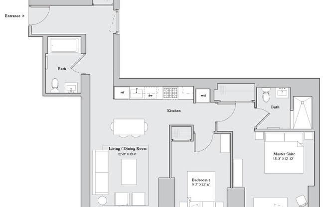 2 beds, 2 baths, 1,031 sqft, $5,750, Unit 7B