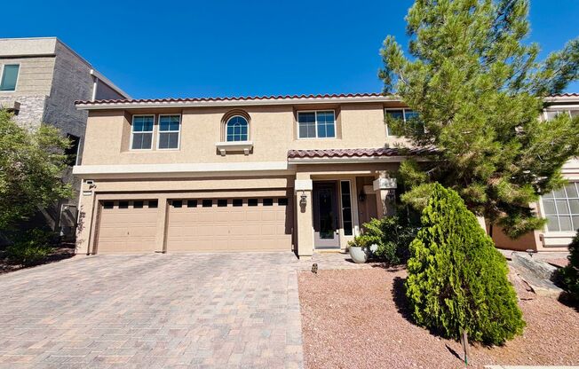 Stunning 4 bedroom 3.5 bath home with a 3 car garage! Home features many rare upgrades including real hardwood flooring, a wood framed shed, a large openable canopy, and pavers & turf! All windows have sun shades instead of blinds! All bedrooms have walk