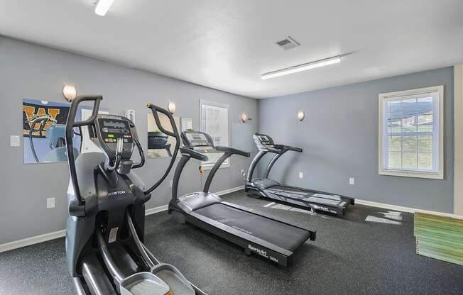 Apartments with a gym with treadmills and elliptical machines in Kalamazoo. Near WMU