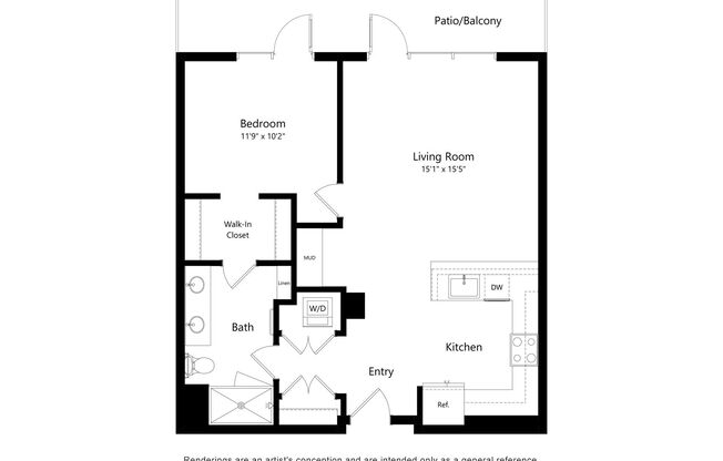 1 bed, 1 bath, 833 sqft, $2,650, Unit 1206