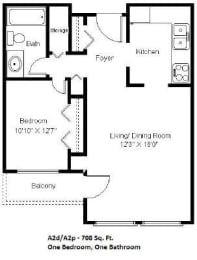 1 bed, 1 bath, 700 sqft, $1,270