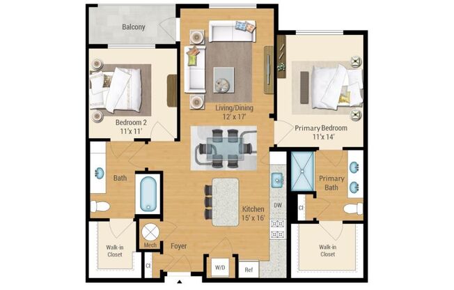 2 beds, 2 baths, 1,126 sqft, $2,421