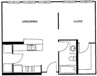 Studio, 1 bath, 633 sqft, $1,337