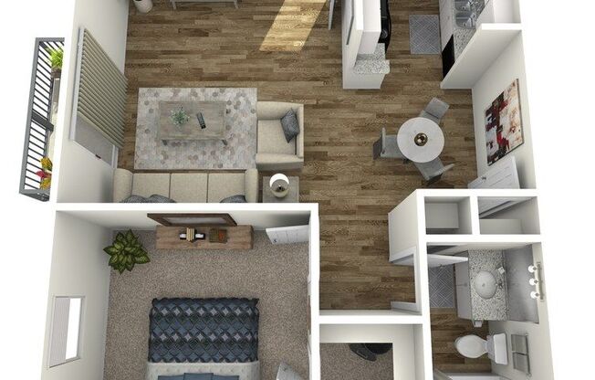 1 bed, 1 bath, 601 sqft, $671