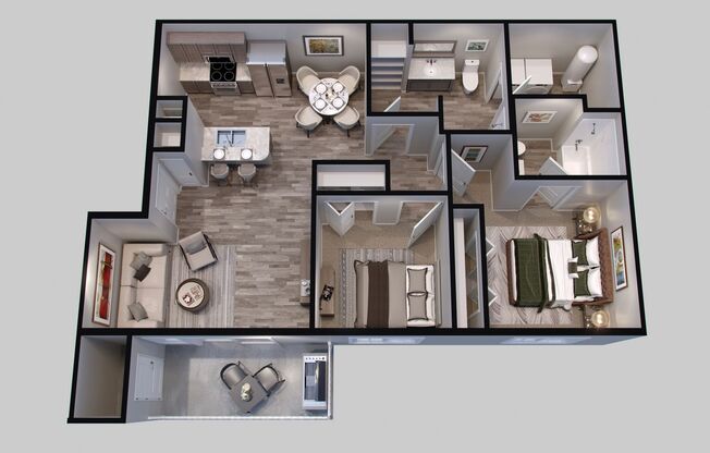2 beds, 2 baths, 972 sqft, $1,495, Unit B203